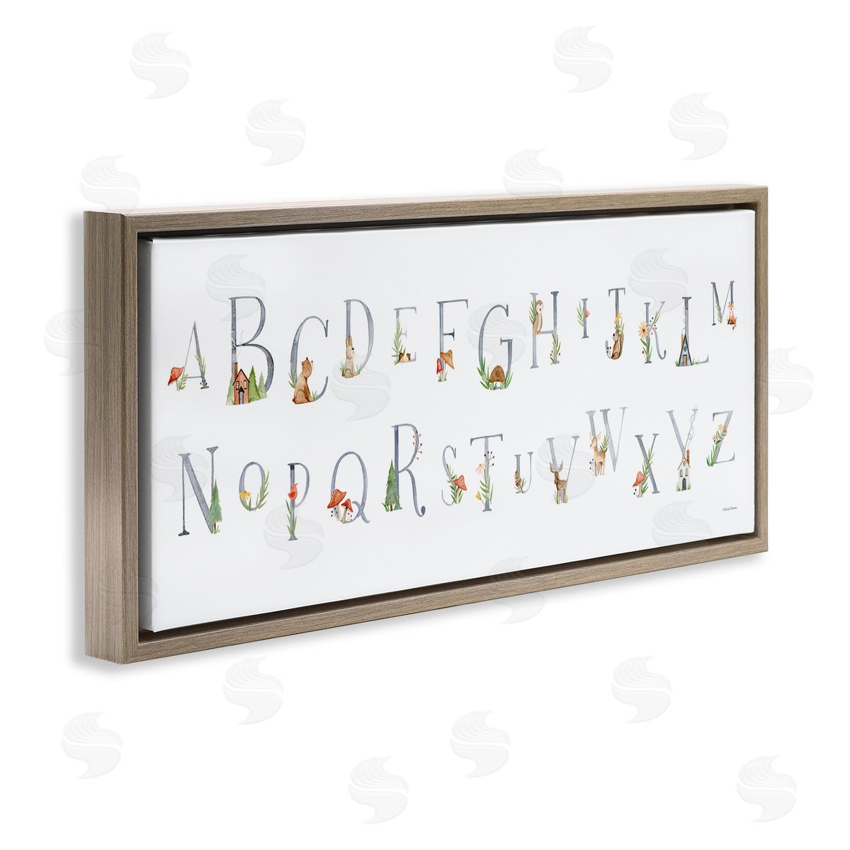 Country Cottage Alphabet Brown Floating Frame Canvas Wall Art, Home Decor by Rachel Nieman