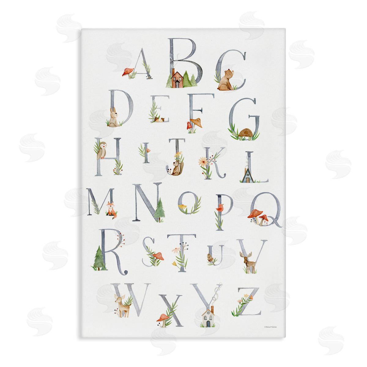 Soft Cottage Alphabet Canvas Wall Art, Home Decor by Rachel Nieman