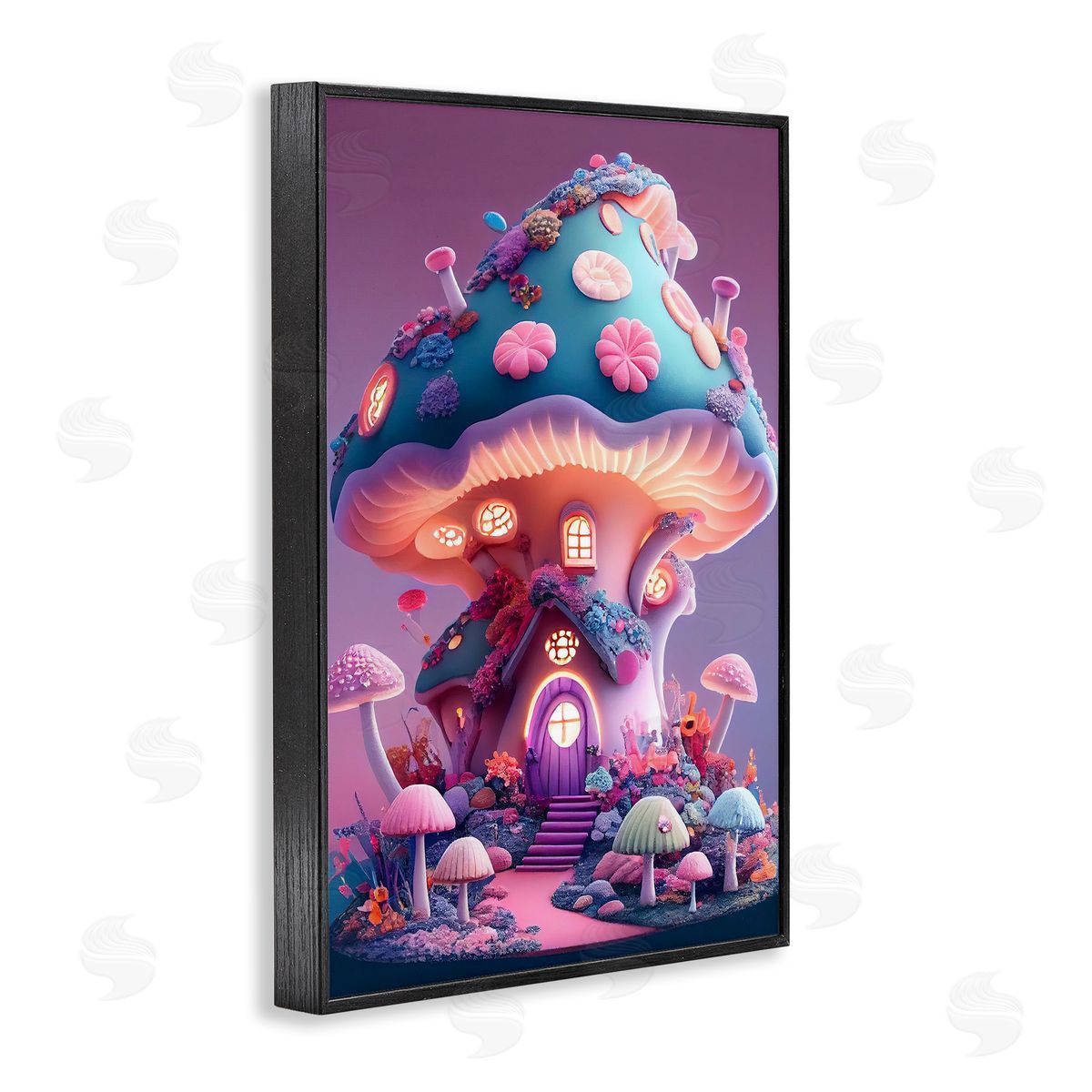 Mystical Forest Mushroom Black Frame Print Wall Art, Home Decor by Sasha
