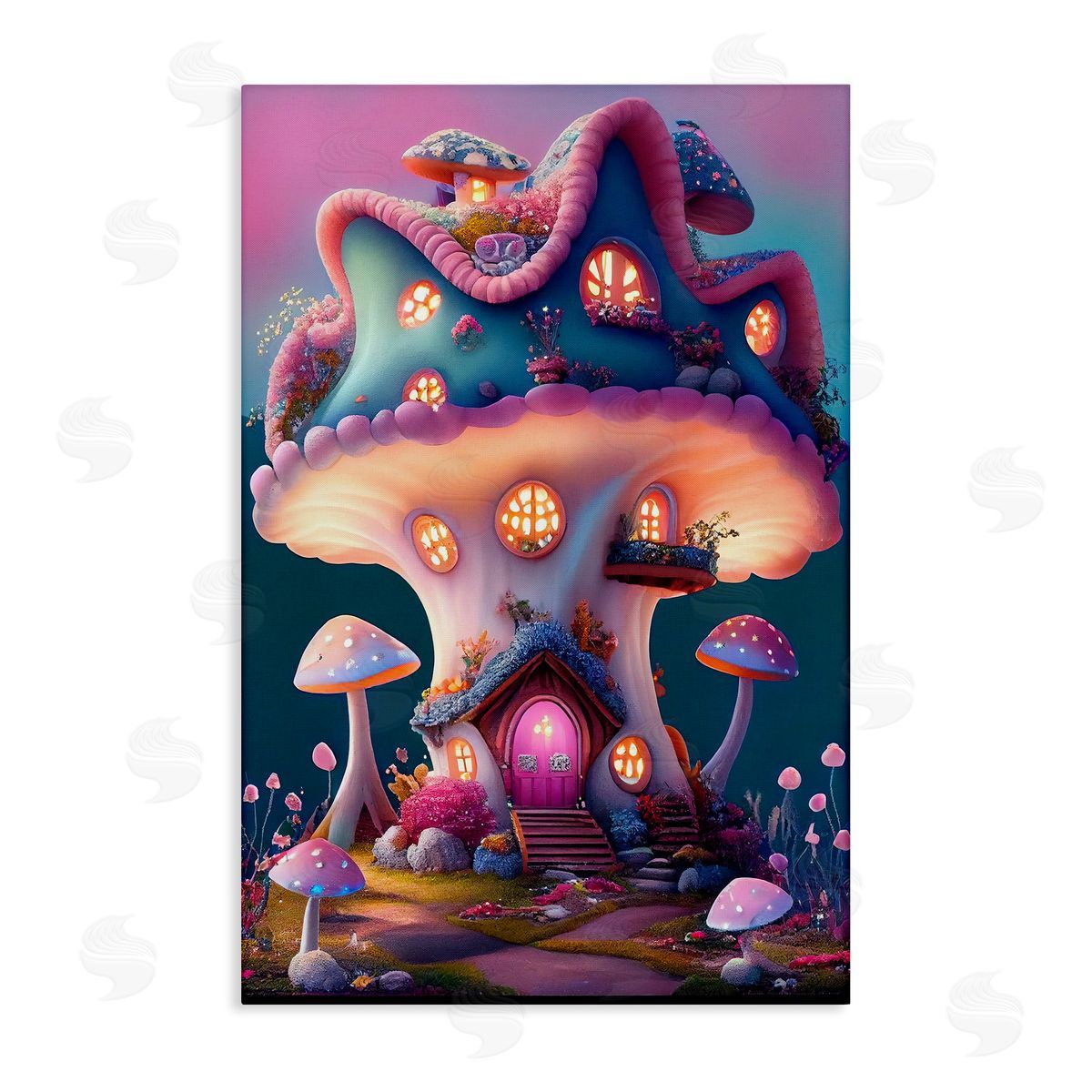 Mushroom Cottage House Canvas Wall Art, Home Decor by Sasha