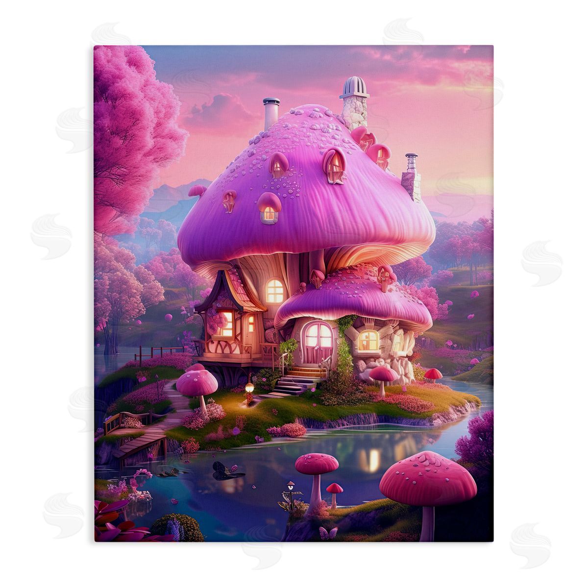 Forest Mushroom Cottage Canvas Wall Art, Home Decor by Sasha