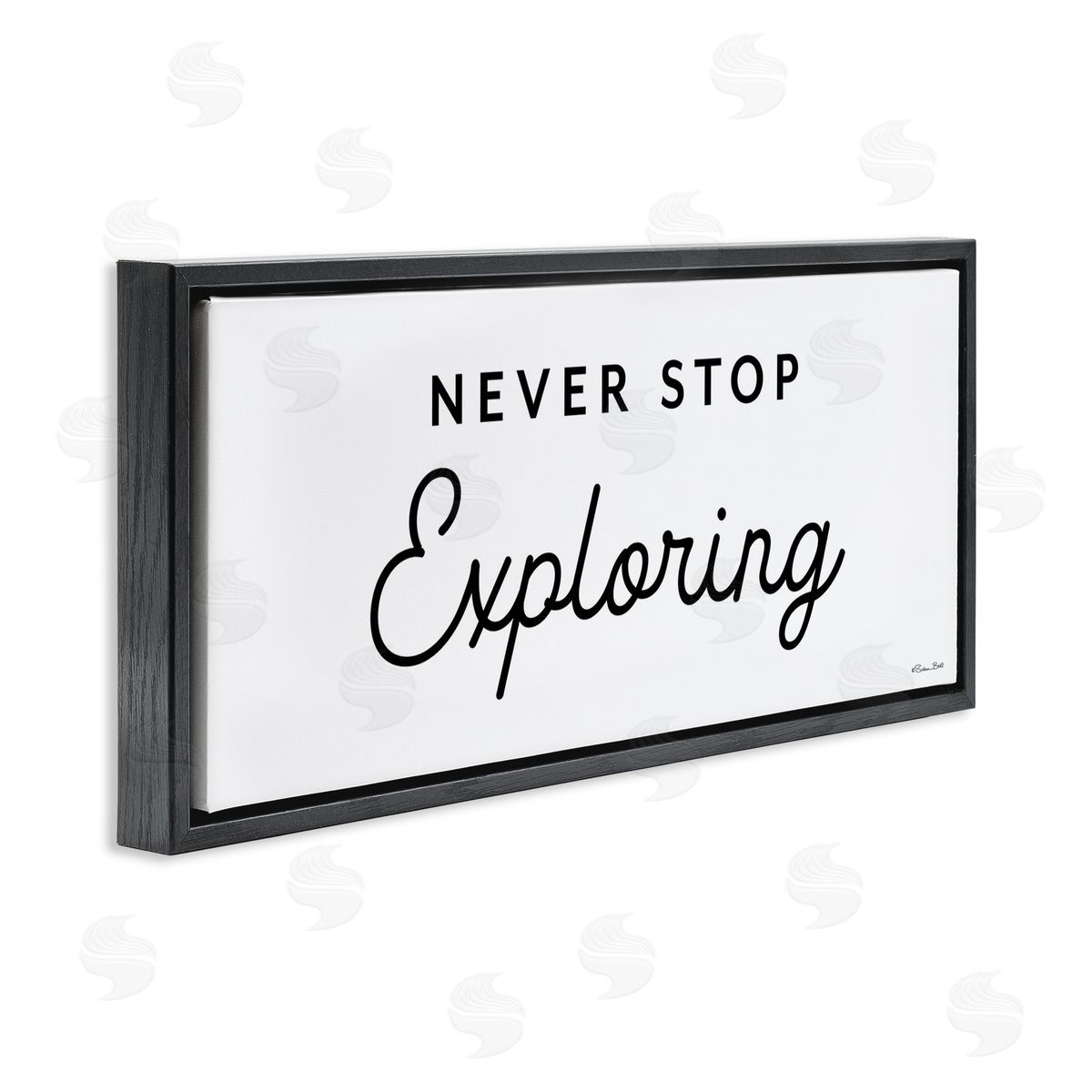 Never Stop Exploring Black Floating Frame Canvas Wall Art, Home Decor by Susan Ball