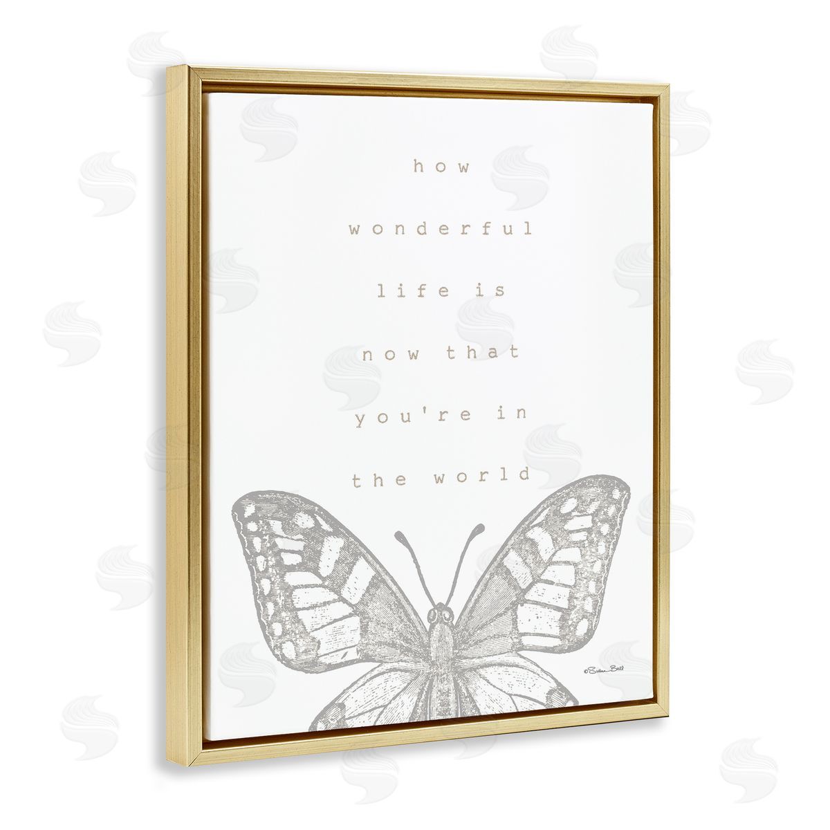 Wonderful Life Phrase Gold Floating Frame Canvas Wall Art, Home Decor by Susan Ball