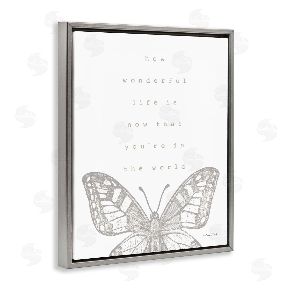 Wonderful Life Phrase Grey Floating Frame Canvas Wall Art, Home Decor by Susan Ball