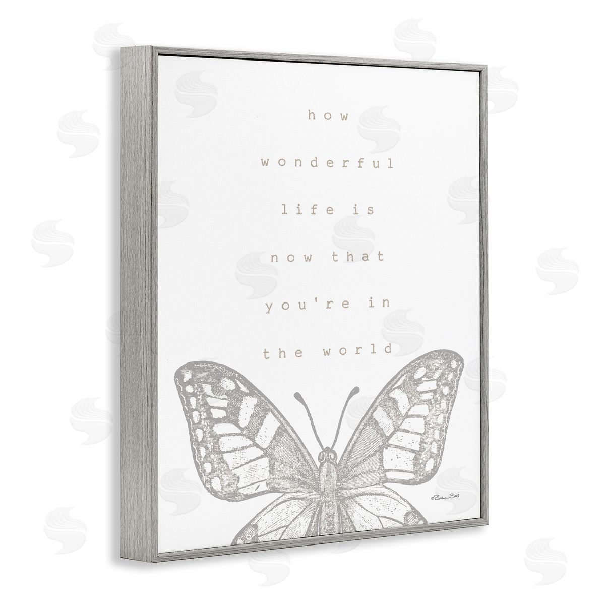 Wonderful Life Phrase Grey Frame Print Wall Art, Home Decor by Susan Ball