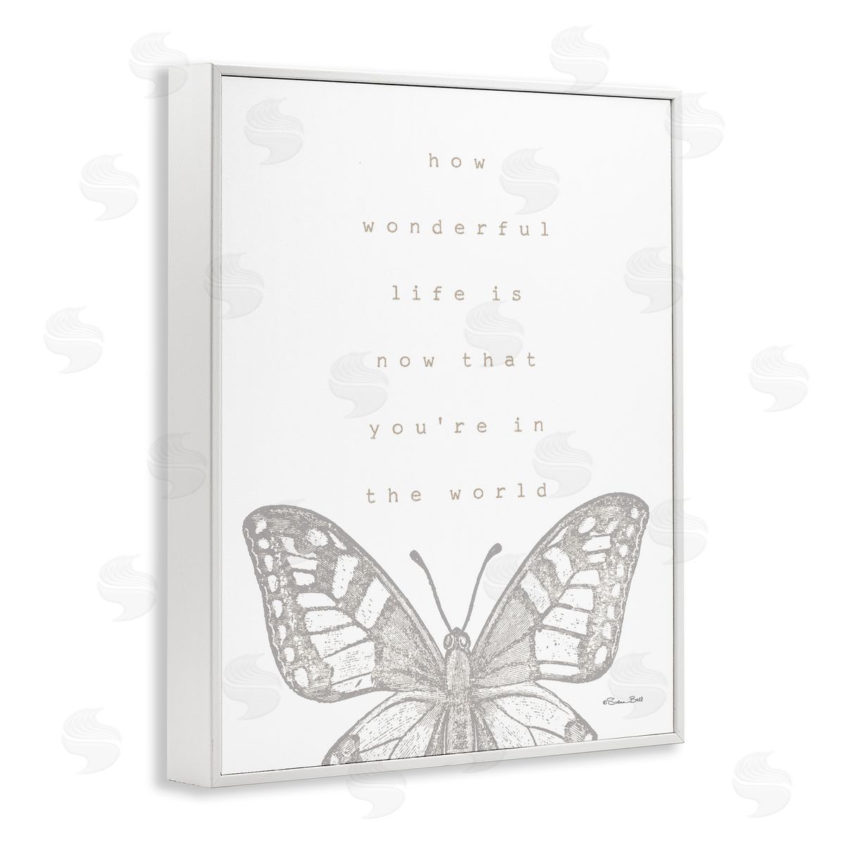 Wonderful Life Phrase White Frame Print Wall Art, Home Decor by Susan Ball