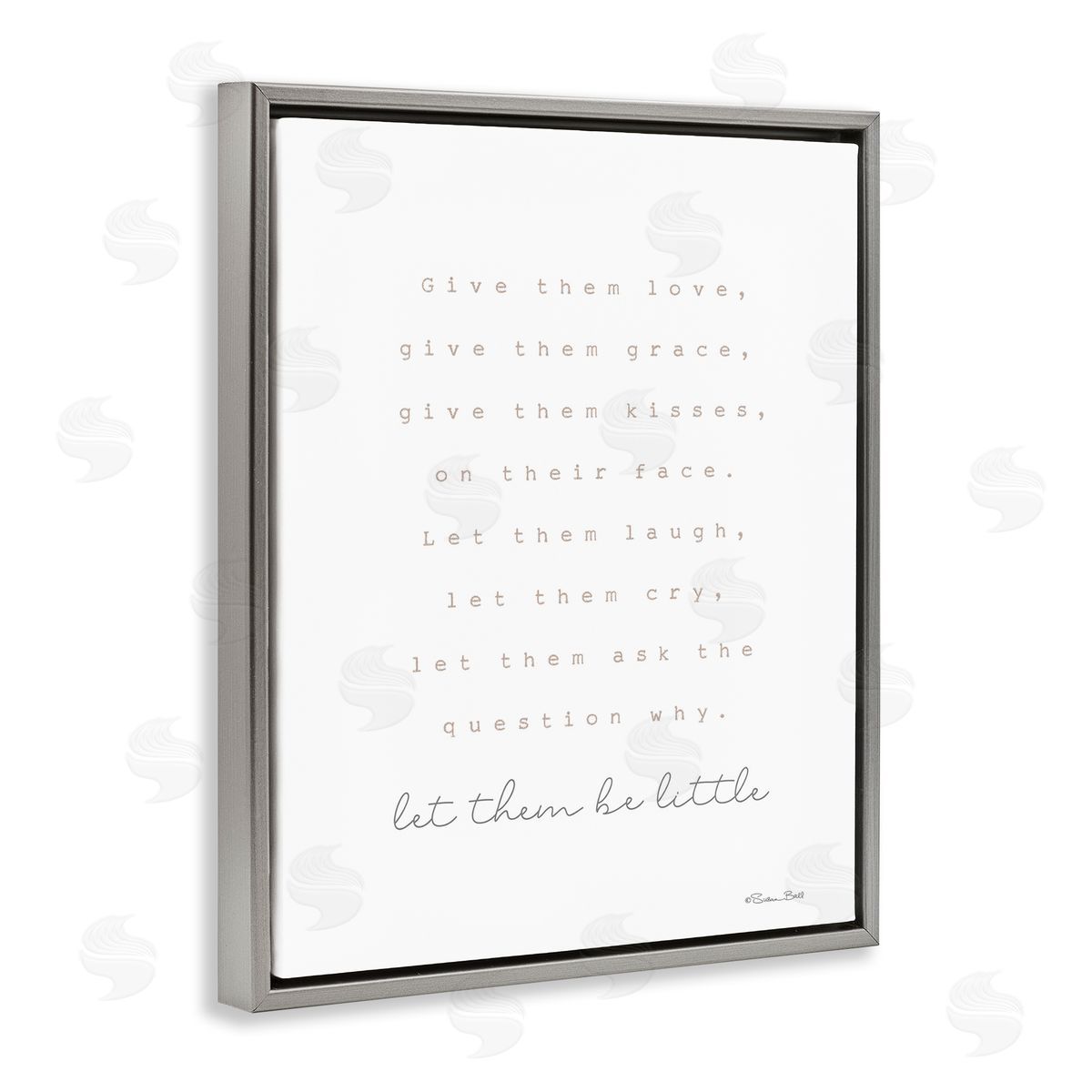Let Them Be Little Grey Floating Frame Canvas Wall Art, Home Decor by Susan Ball