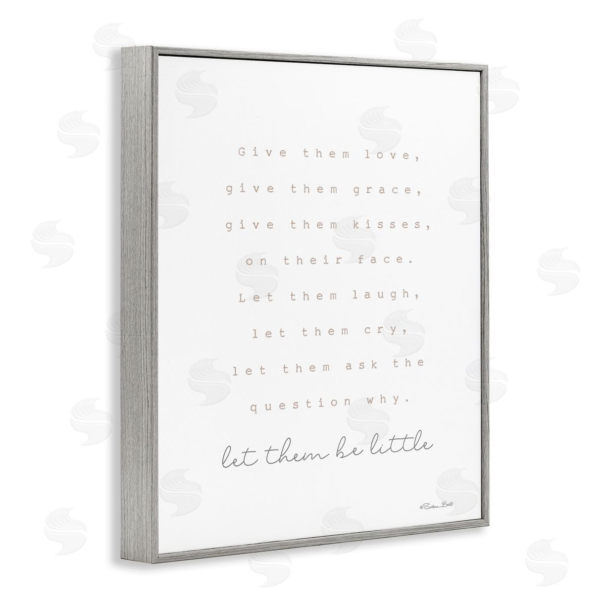 Let Them Be Little Grey Frame Print Wall Art, Home Decor by Susan Ball
