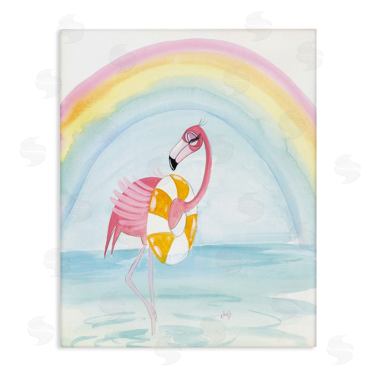 Summer Beach Flamingo Canvas Wall Art, Home Decor by Stellar Design Studio