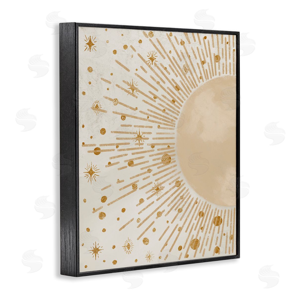Starry Sun Rays Black Frame Print Wall Art, Home Decor by Elizabeth Medley