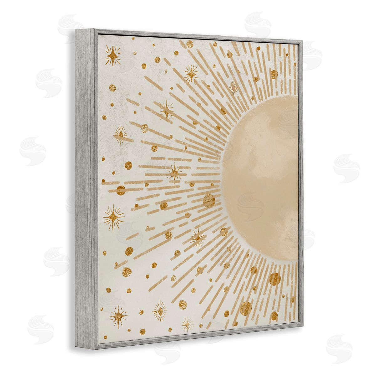 Starry Sun Rays Grey Frame Print Wall Art, Home Decor by Elizabeth Medley