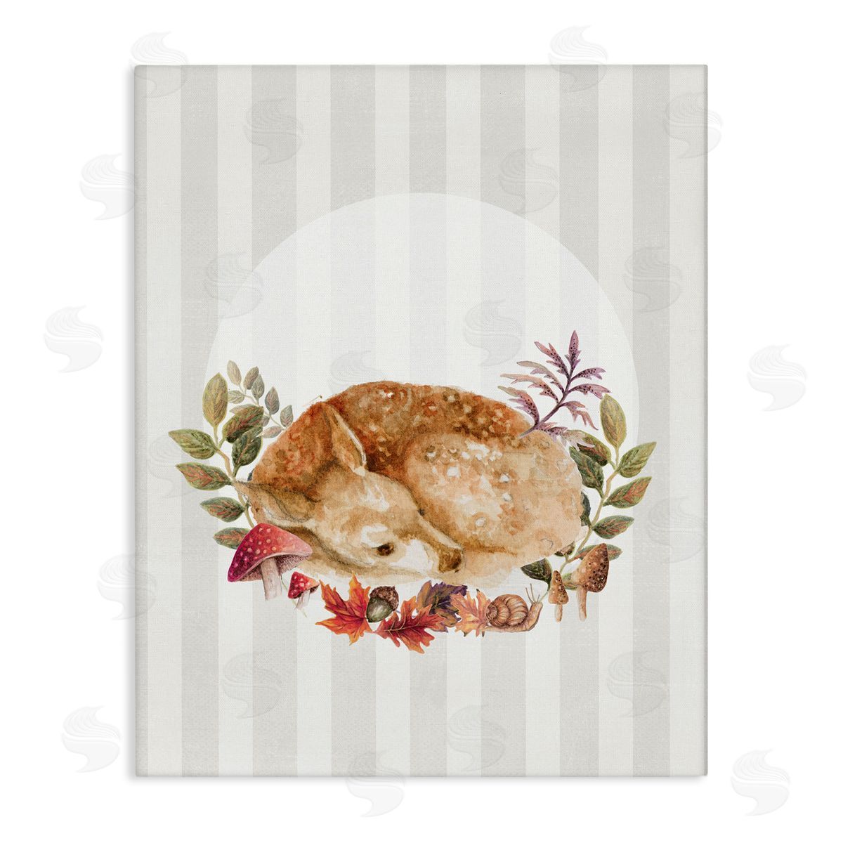 Fawn on Stripes Canvas Wall Art, Home Decor by Janice Gaynor