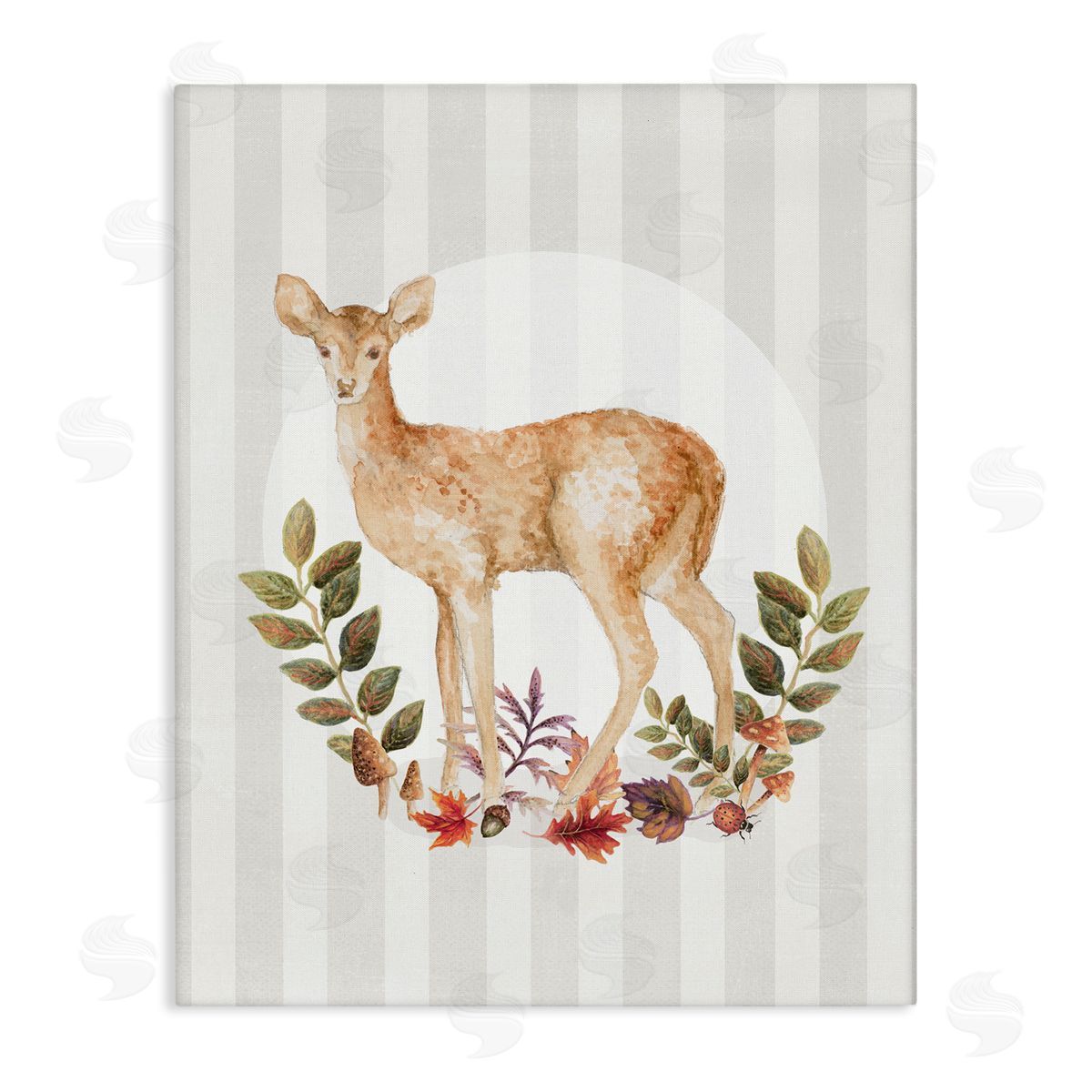 Forest Fawn on Stripes Canvas Wall Art, Home Decor by Janice Gaynor
