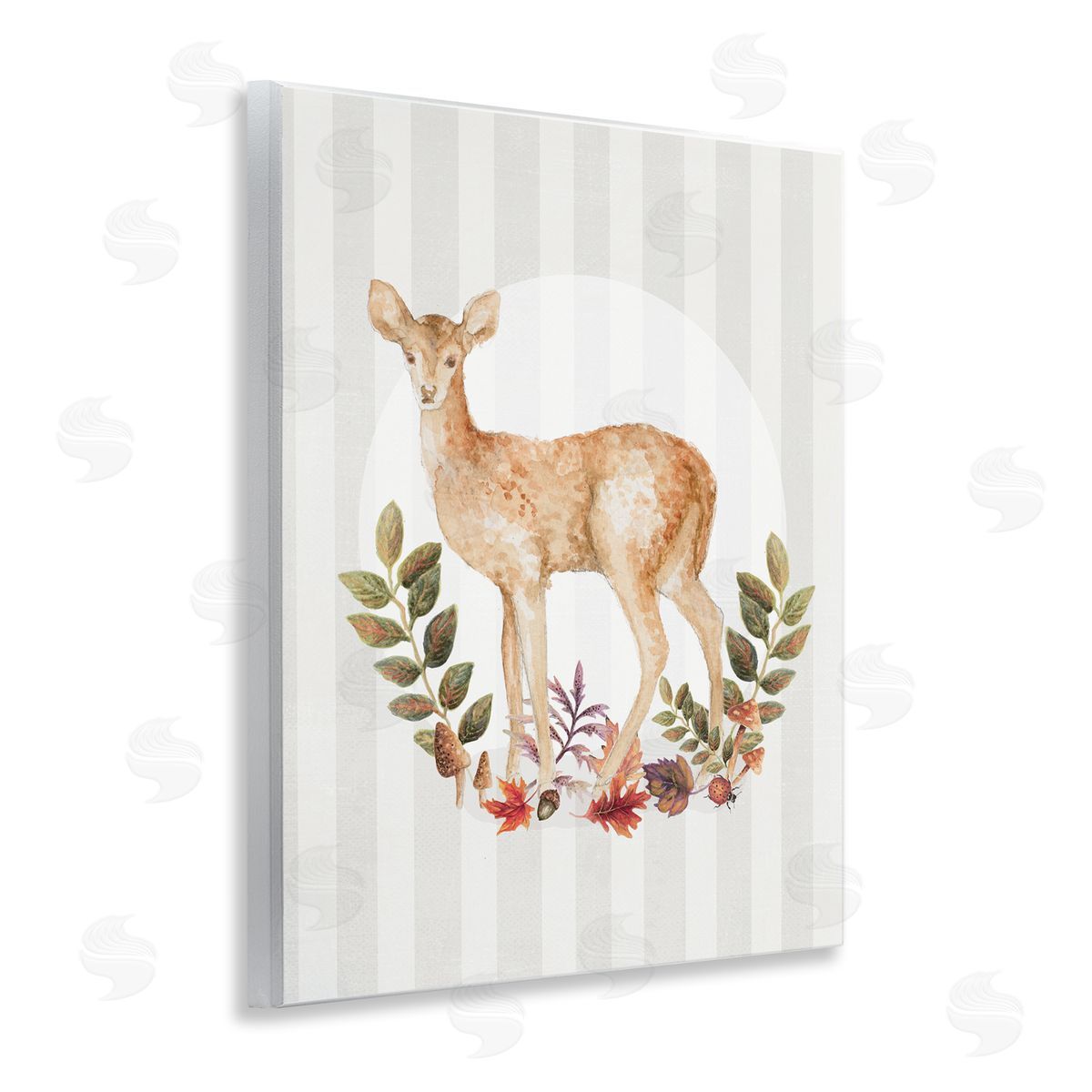 Forest Fawn on Stripes Wood Plaque Wall Art, Home Decor by Janice Gaynor