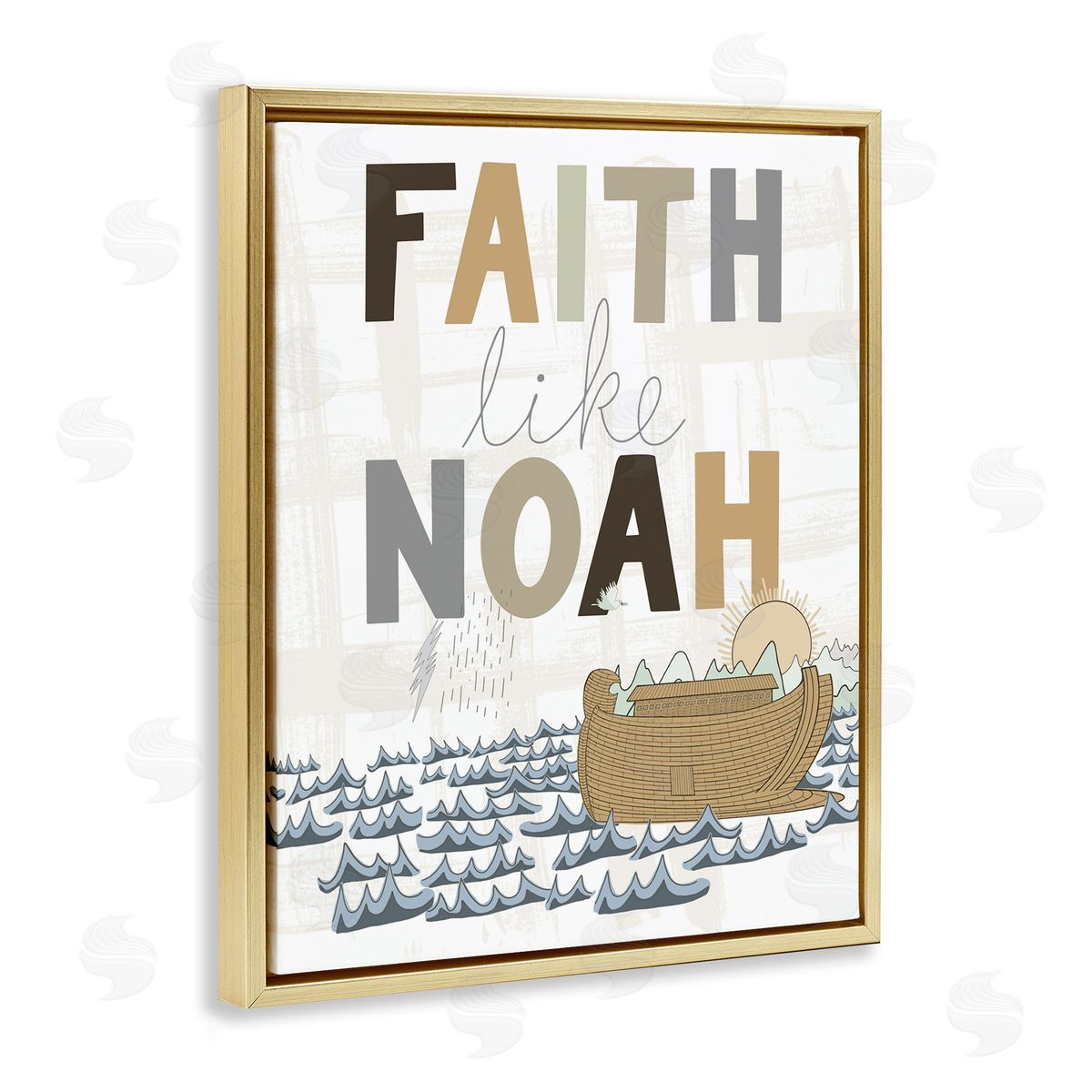 Noah's Ark Proverb Gold Floating Frame Canvas Wall Art, Home Decor by Tara Moss