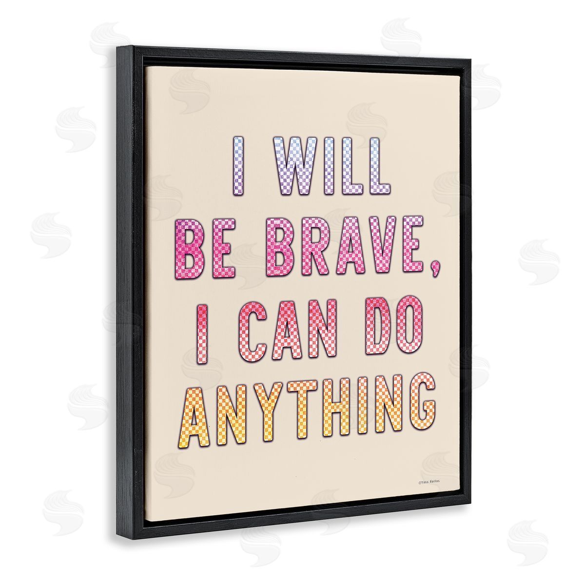 Brave and Can Do Anything Black Floating Frame Canvas Wall Art, Home Decor by Yass Naffas Designs