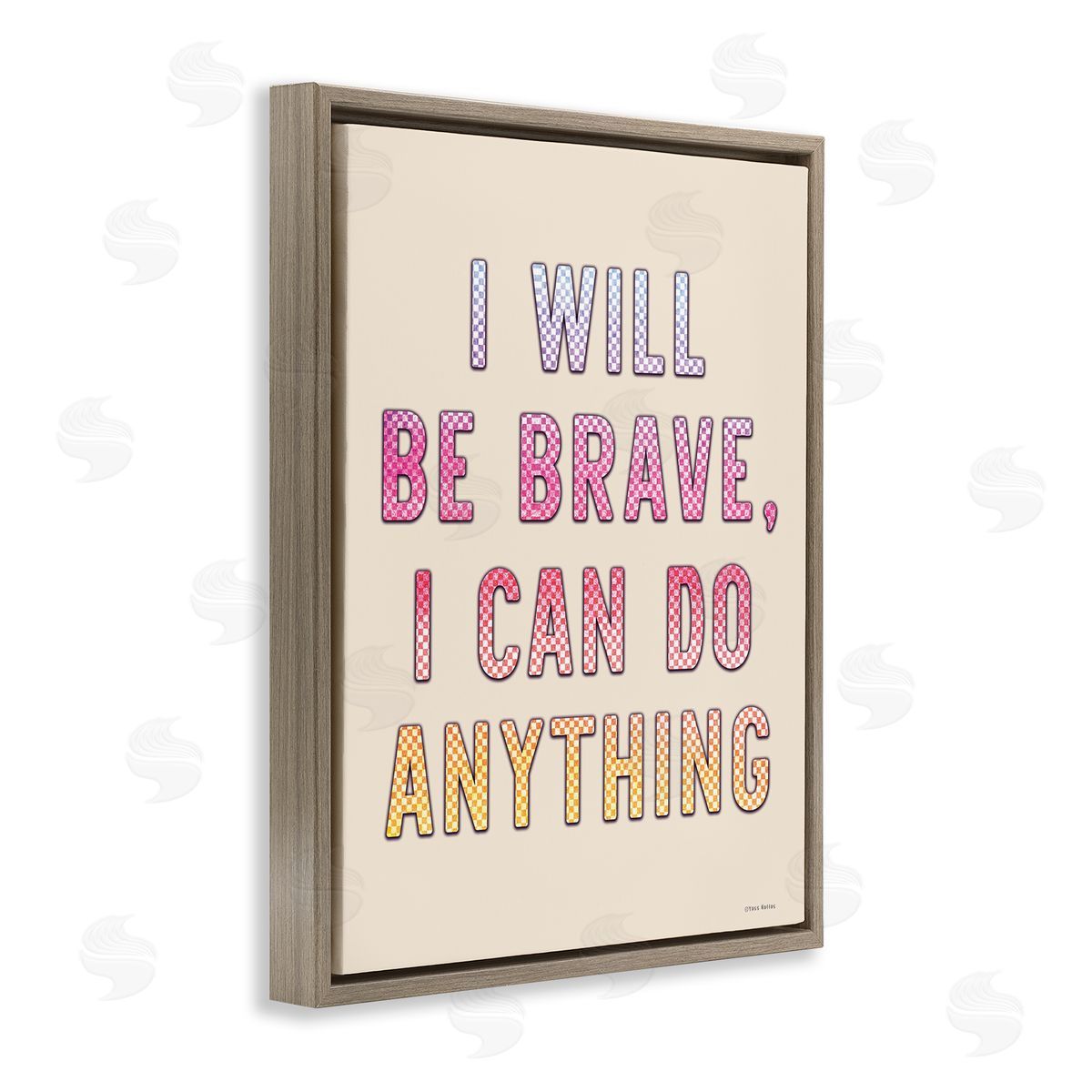 Brave and Can Do Anything Brown Floating Frame Canvas Wall Art, Home Decor by Yass Naffas Designs