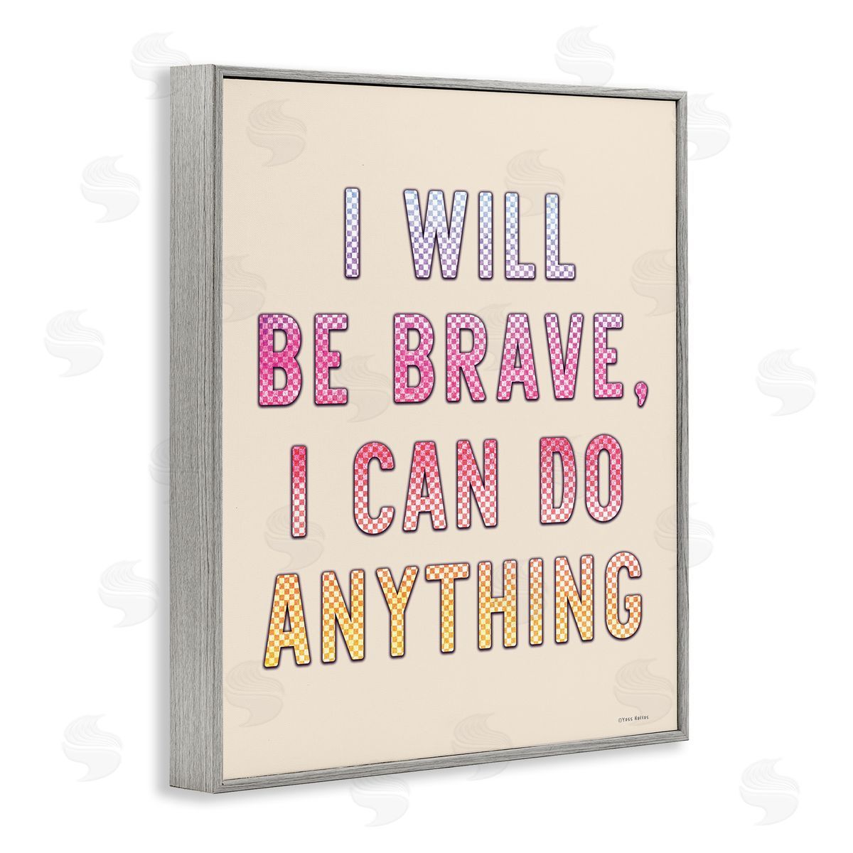 Brave and Can Do Anything Grey Frame Print Wall Art, Home Decor by Yass Naffas Designs