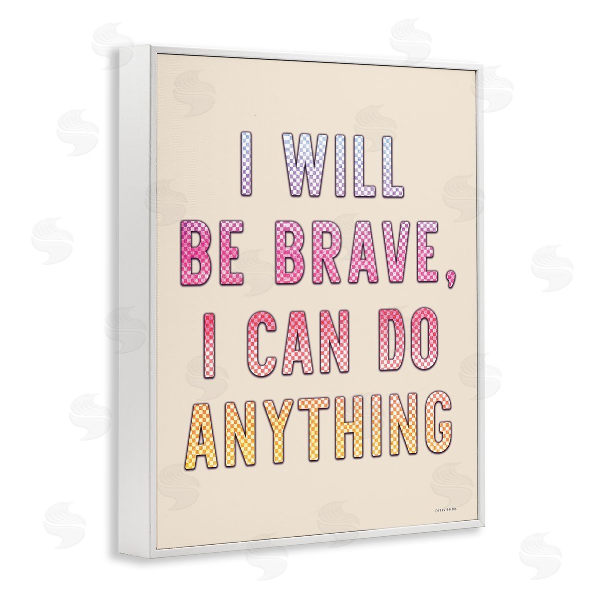 Brave and Can Do Anything White Frame Print Wall Art, Home Decor by Yass Naffas Designs