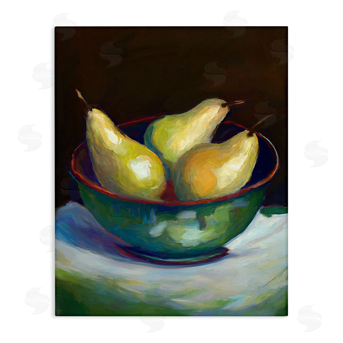 Traditional Pear Bowl Canvas Wall Art, Home Decor by Ramona Murdock