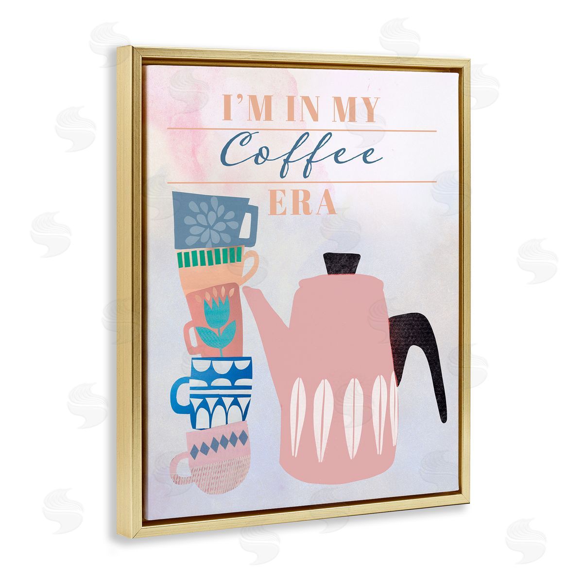 My Coffee Era Gold Floating Frame Canvas Wall Art, Home Decor by Jen Bucheli