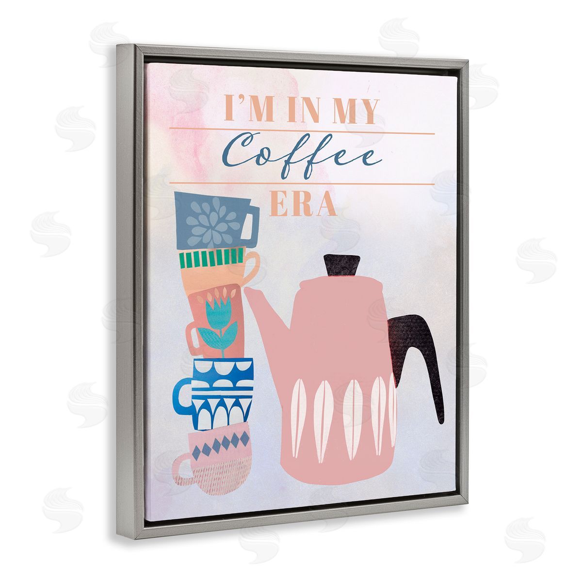 My Coffee Era Grey Floating Frame Canvas Wall Art, Home Decor by Jen Bucheli