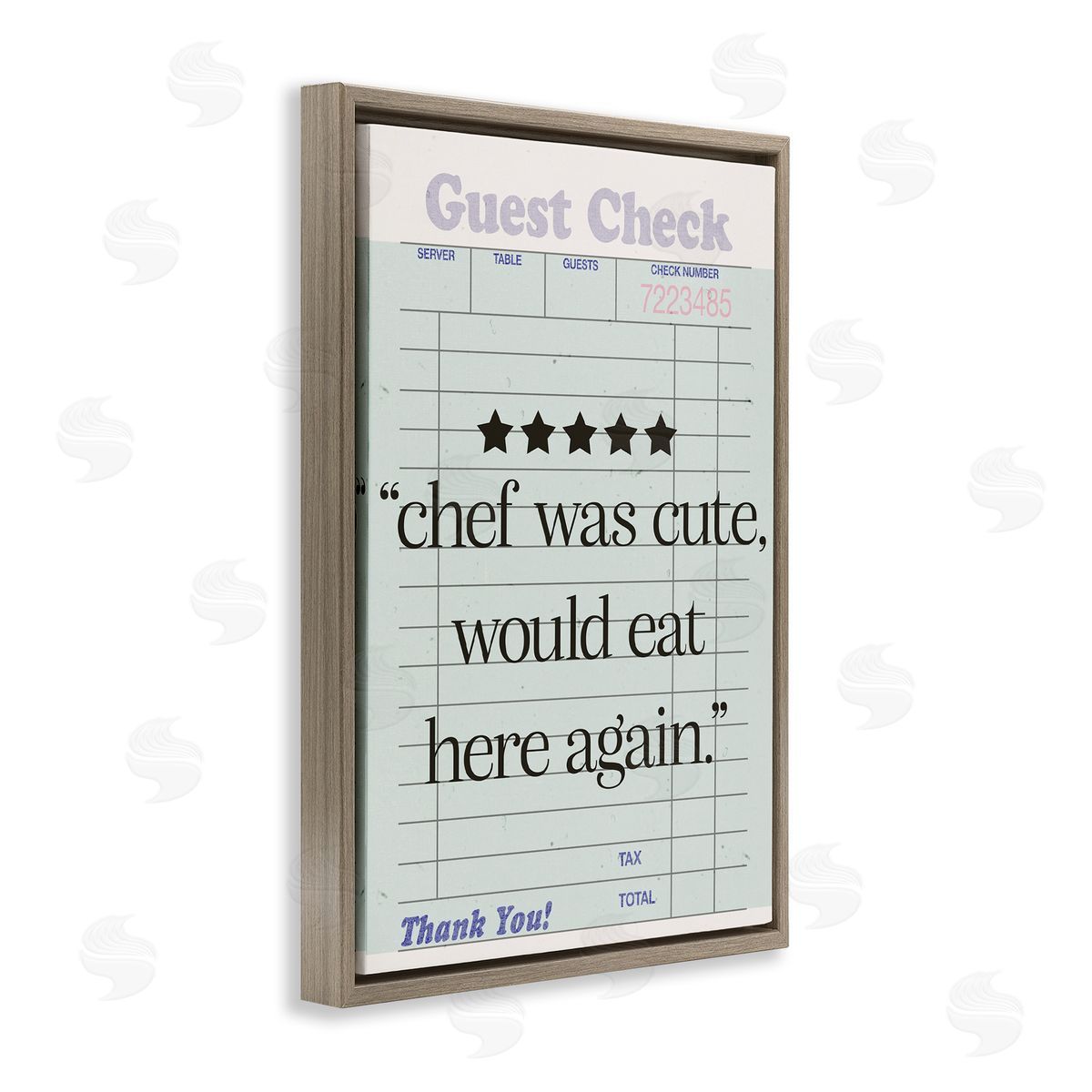 Cute Chef Guest Check Brown Floating Frame Canvas Wall Art, Home Decor by Sd Graphics Studio