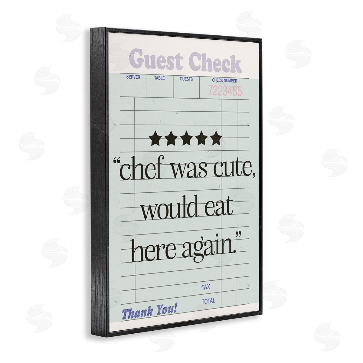 Cute Chef Guest Check Black Frame Print Wall Art, Home Decor by Sd Graphics Studio