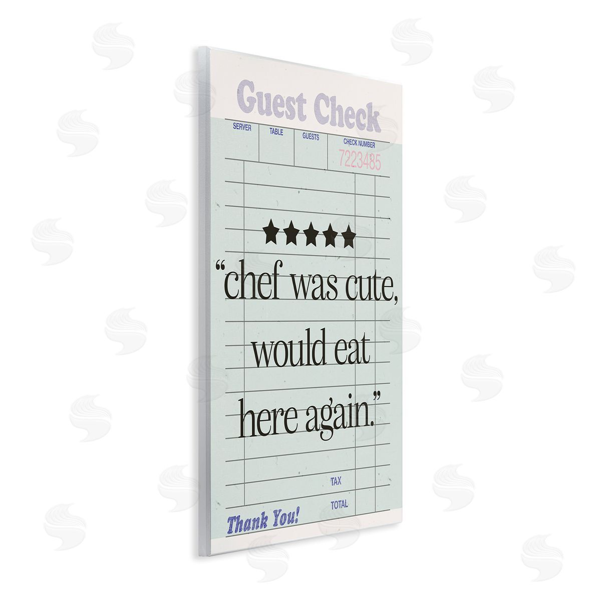 Cute Chef Guest Check Wood Plaque Wall Art, Home Decor by Sd Graphics Studio