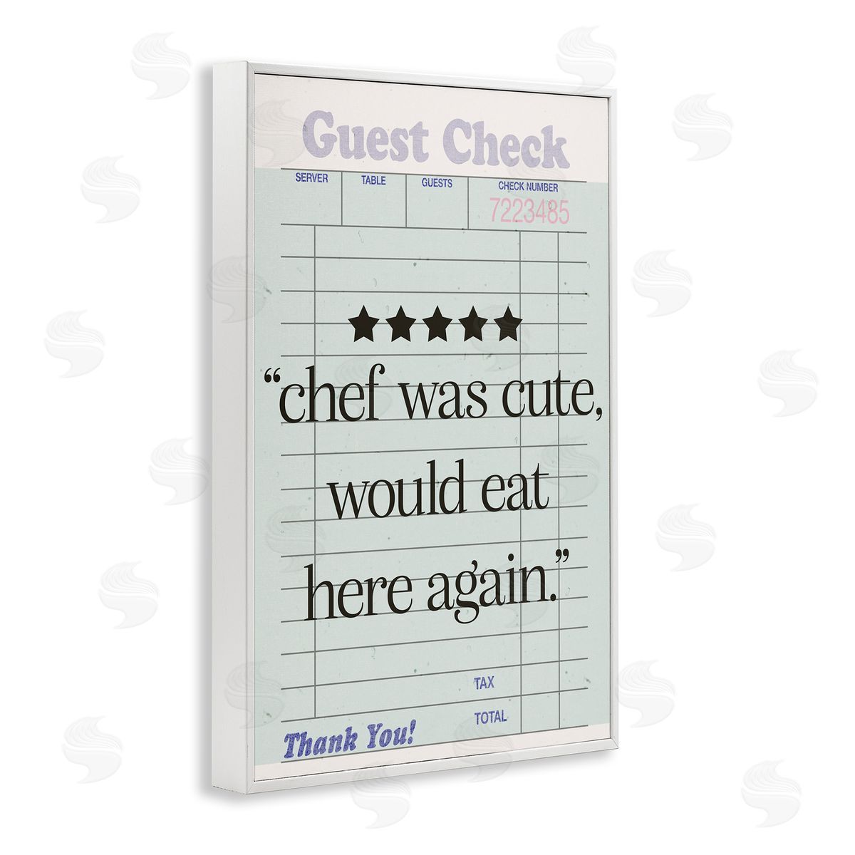 Cute Chef Guest Check White Frame Print Wall Art, Home Decor by Sd Graphics Studio