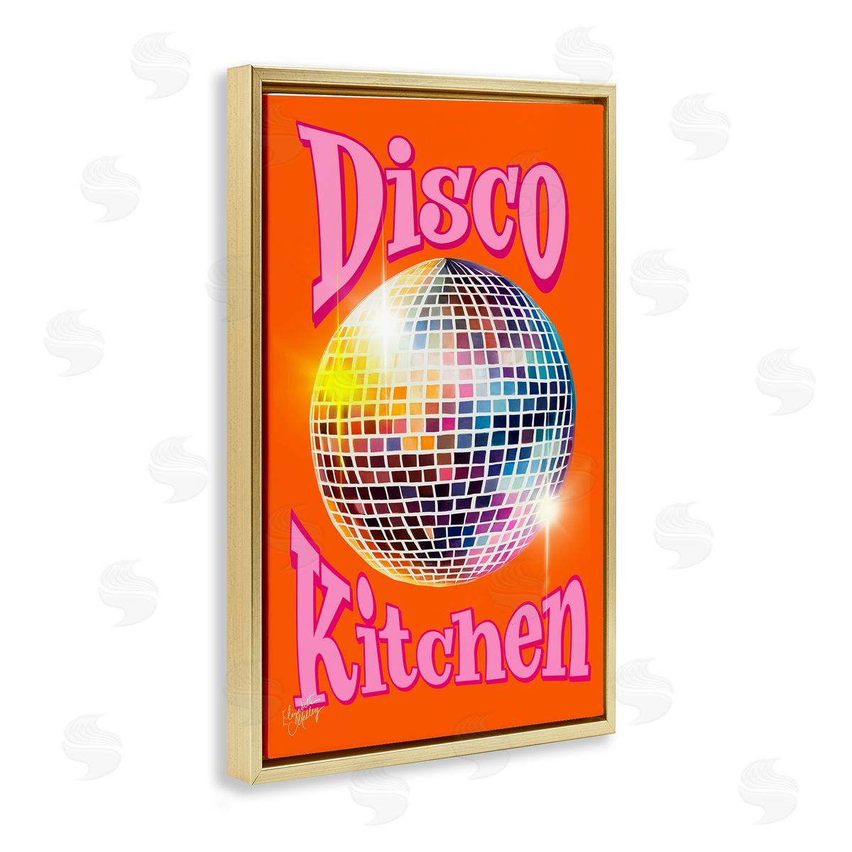 Groovy Disco Kitchen Gold Floating Frame Canvas Wall Art, Home Decor by Elizabeth Medley