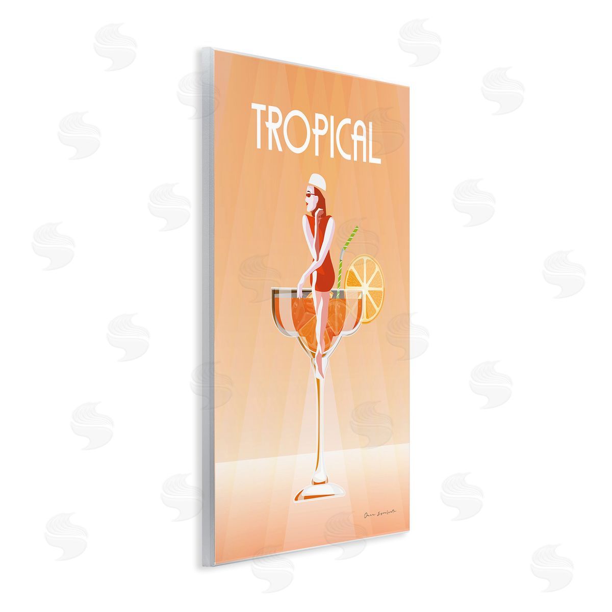 Tropical Drink Girl Wood Plaque Wall Art, Home Decor by Omar Escalante
