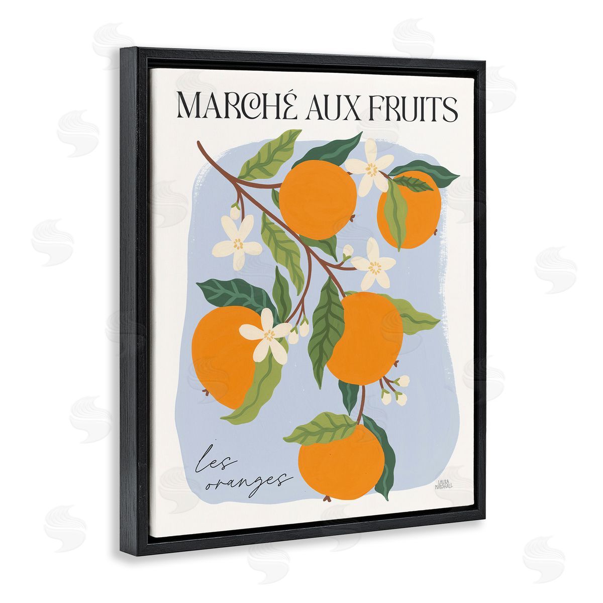 Marche Aux Oranges Black Floating Frame Canvas Wall Art, Home Decor by Wild Apple Portfolio