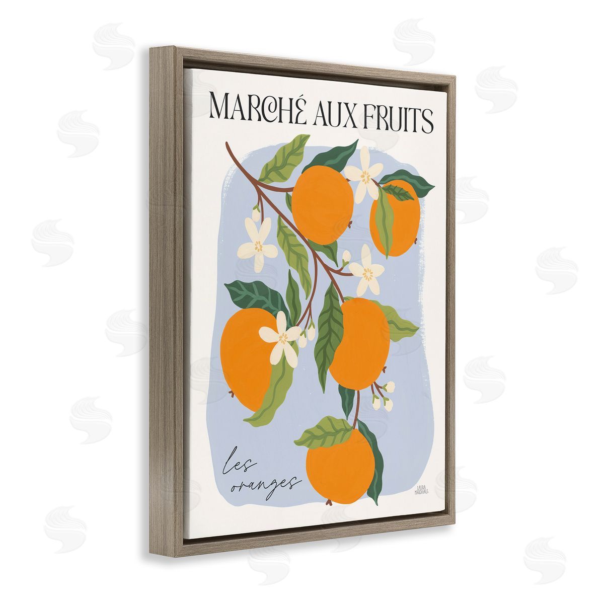 Marche Aux Oranges Brown Floating Frame Canvas Wall Art, Home Decor by Wild Apple Portfolio