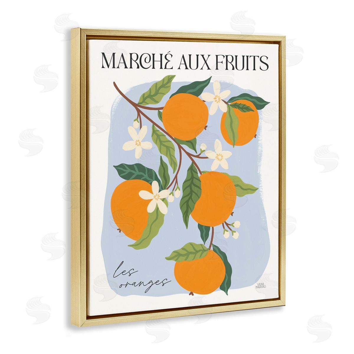 Marche Aux Oranges Gold Floating Frame Canvas Wall Art, Home Decor by Wild Apple Portfolio