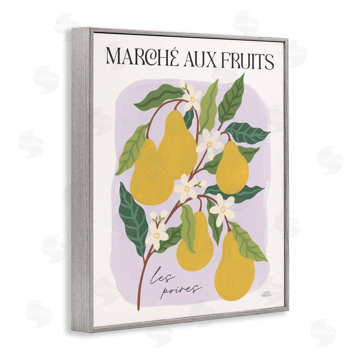 Marche Aux Pears Grey Frame Print Wall Art, Home Decor by Wild Apple Portfolio