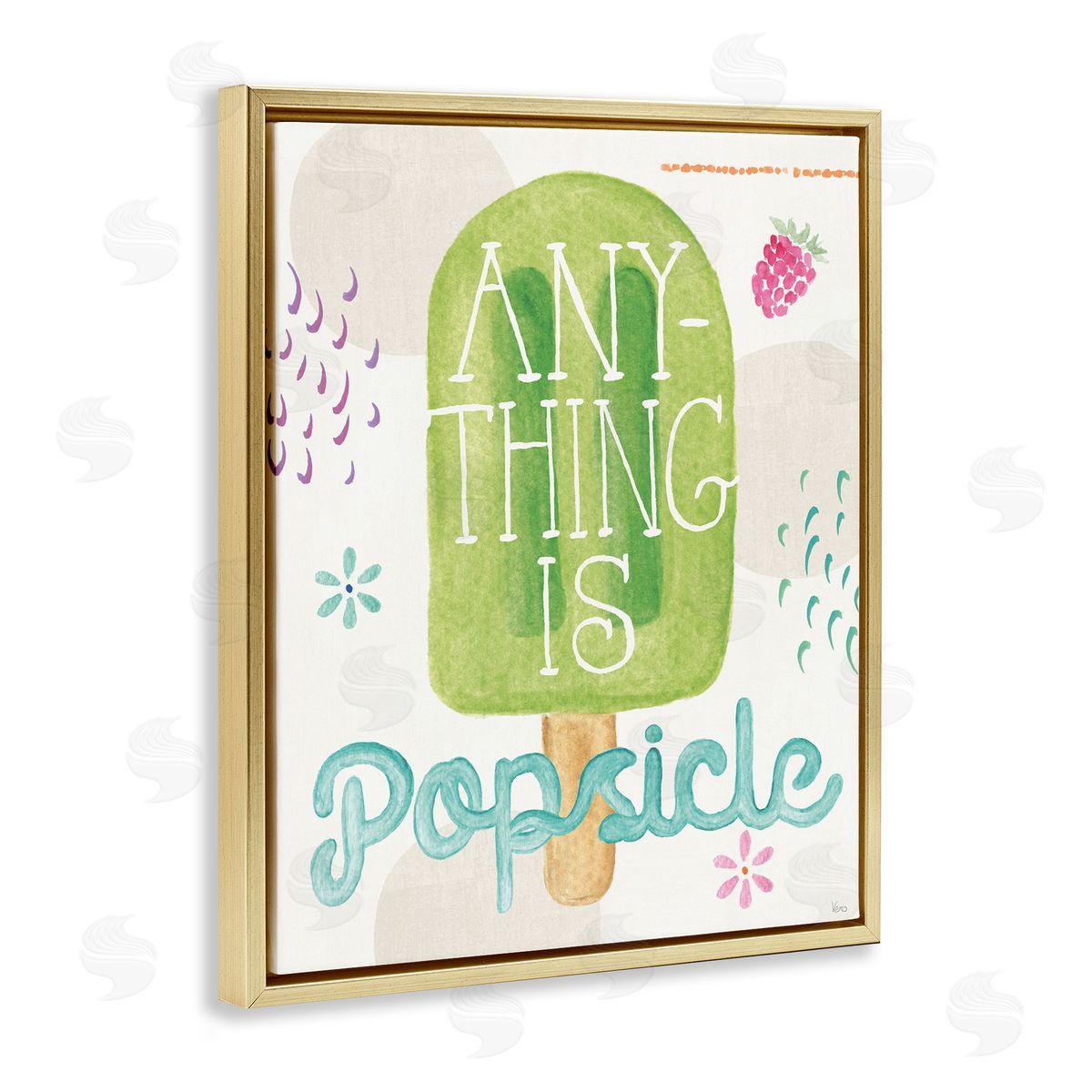 Uplifting Summer Phrase Gold Floating Frame Canvas Wall Art, Home Decor by Veronique Charron