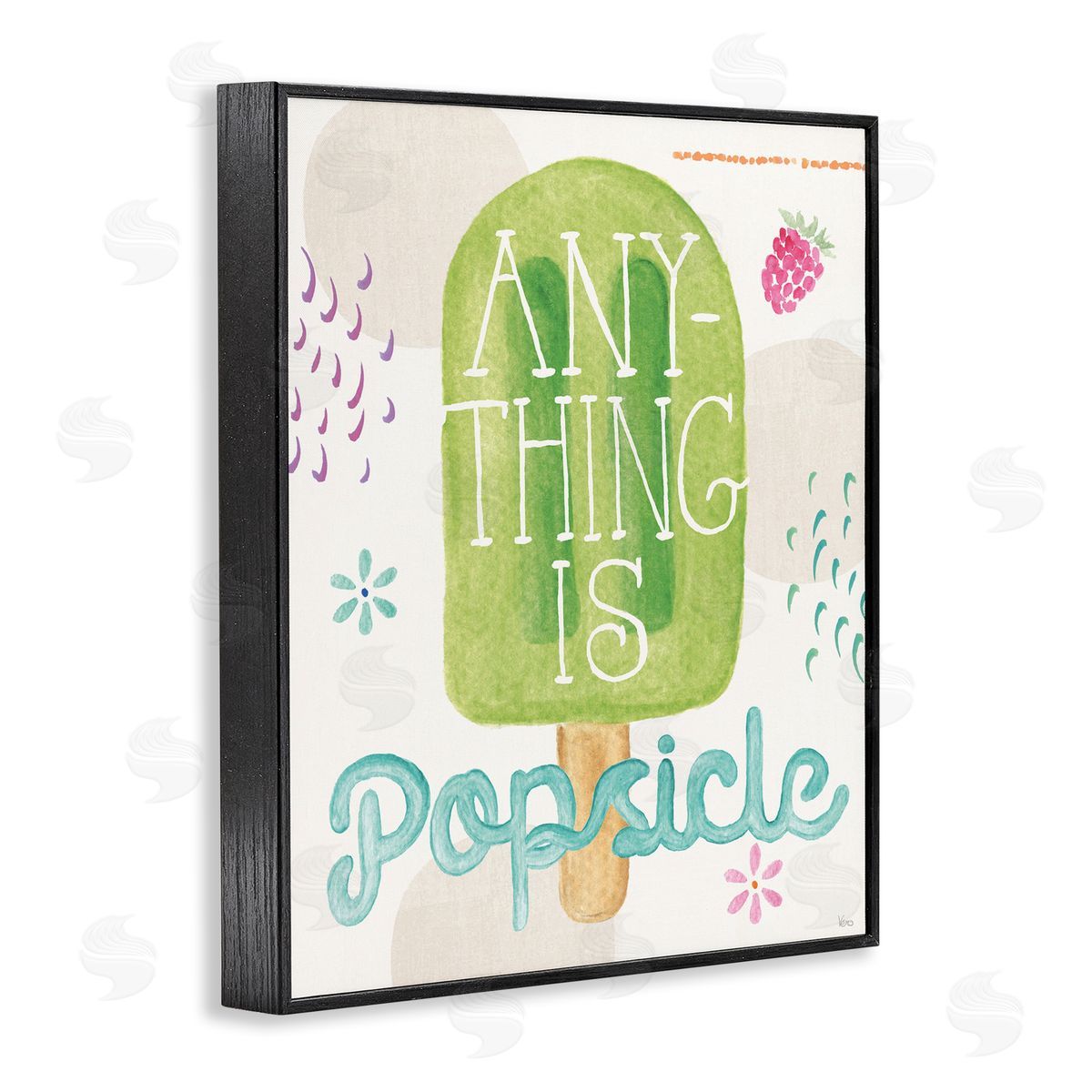 Uplifting Summer Phrase Black Frame Print Wall Art, Home Decor by Veronique Charron
