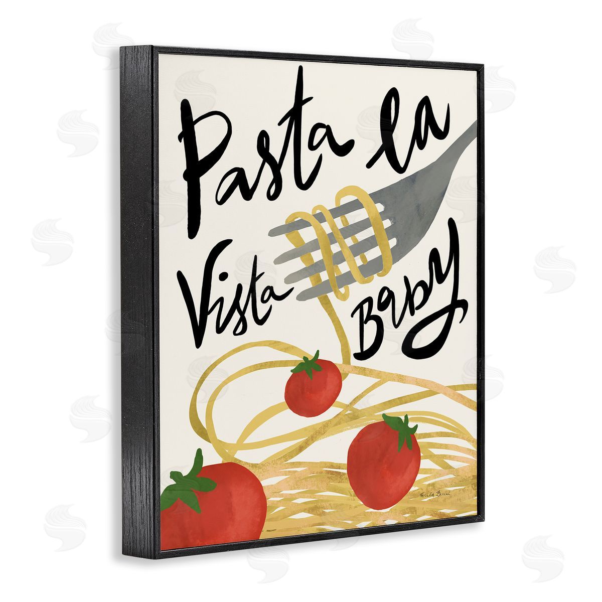 Pasta La Vista Black Frame Print Wall Art, Home Decor by Farida Zaman