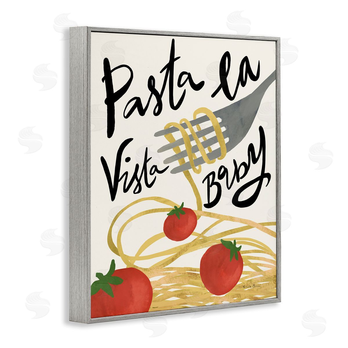 Pasta La Vista Grey Frame Print Wall Art, Home Decor by Farida Zaman