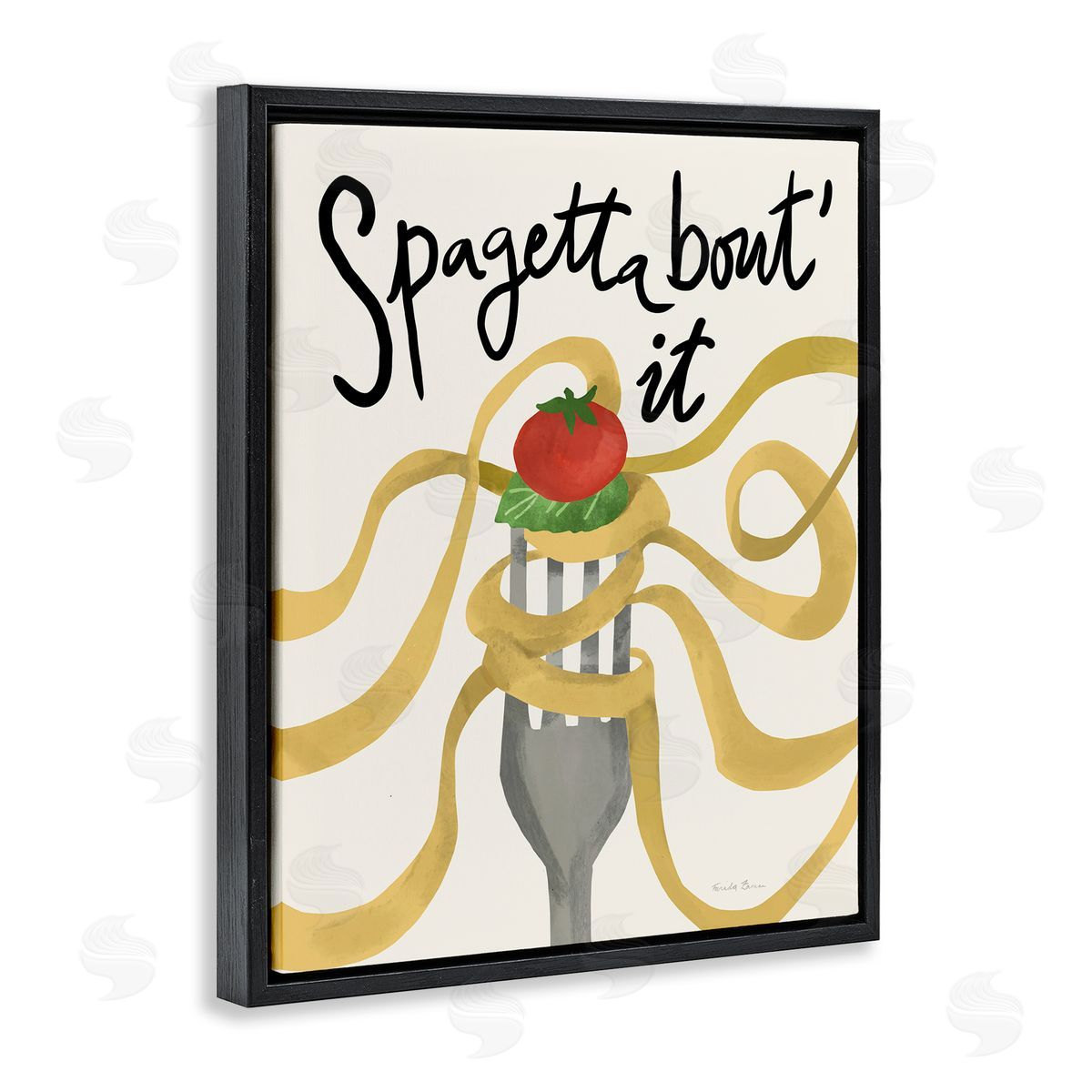 Funny Spaghetti Phrase Black Floating Frame Canvas Wall Art, Home Decor by Farida Zaman