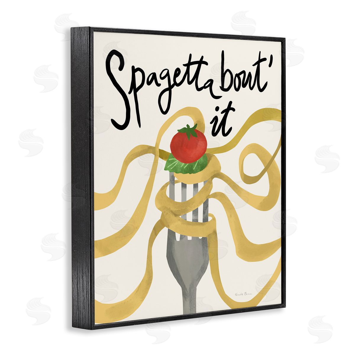 Funny Spaghetti Phrase Black Frame Print Wall Art, Home Decor by Farida Zaman