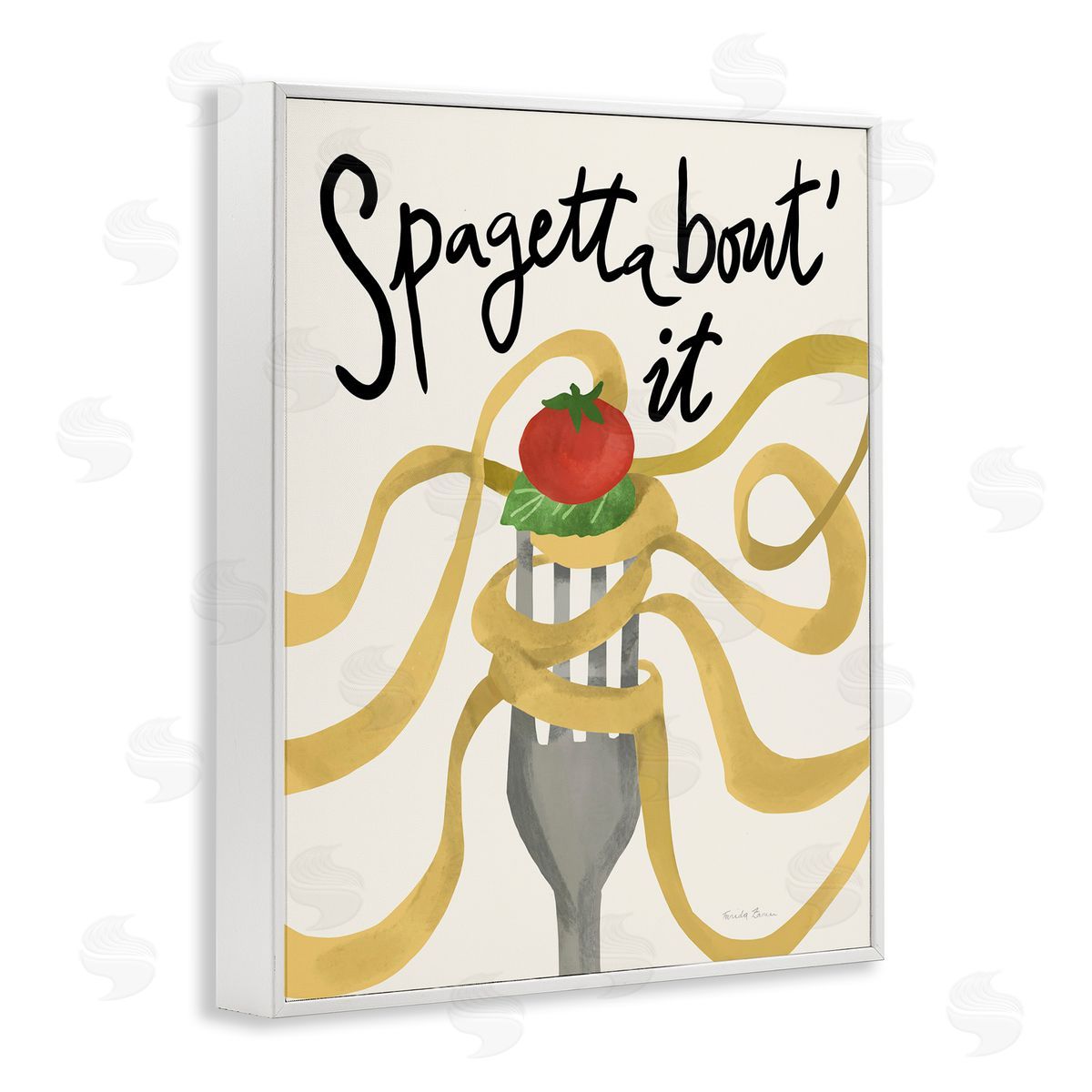 Funny Spaghetti Phrase White Frame Print Wall Art, Home Decor by Farida Zaman