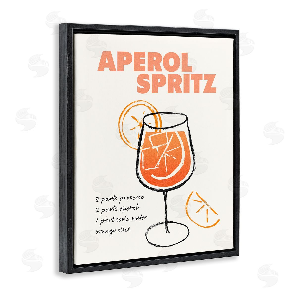 Aperol Spritz Recipe Black Floating Frame Canvas Wall Art, Home Decor by Victoria Barnes