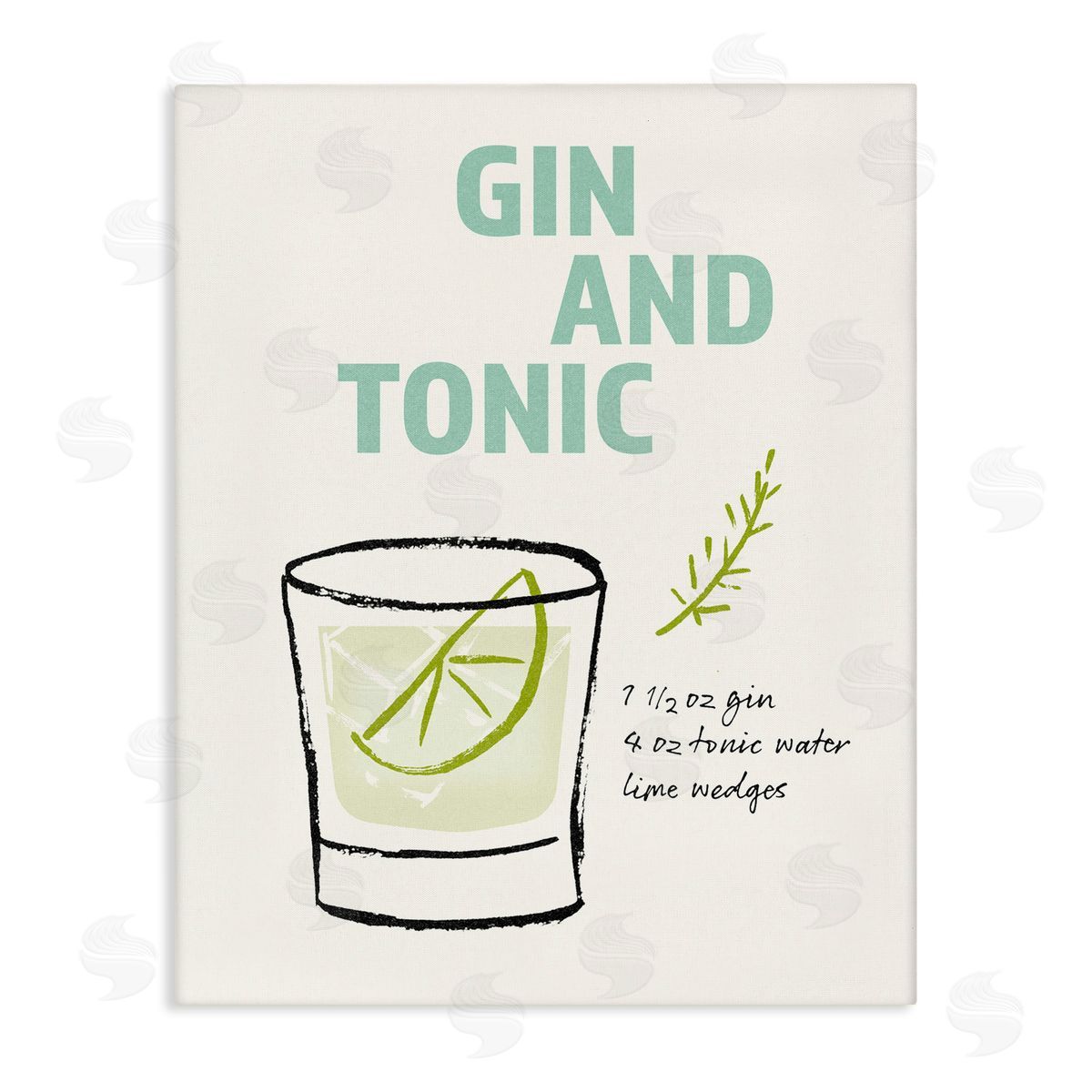 Gin and Tonic Recipe Canvas Wall Art, Home Decor by Victoria Barnes