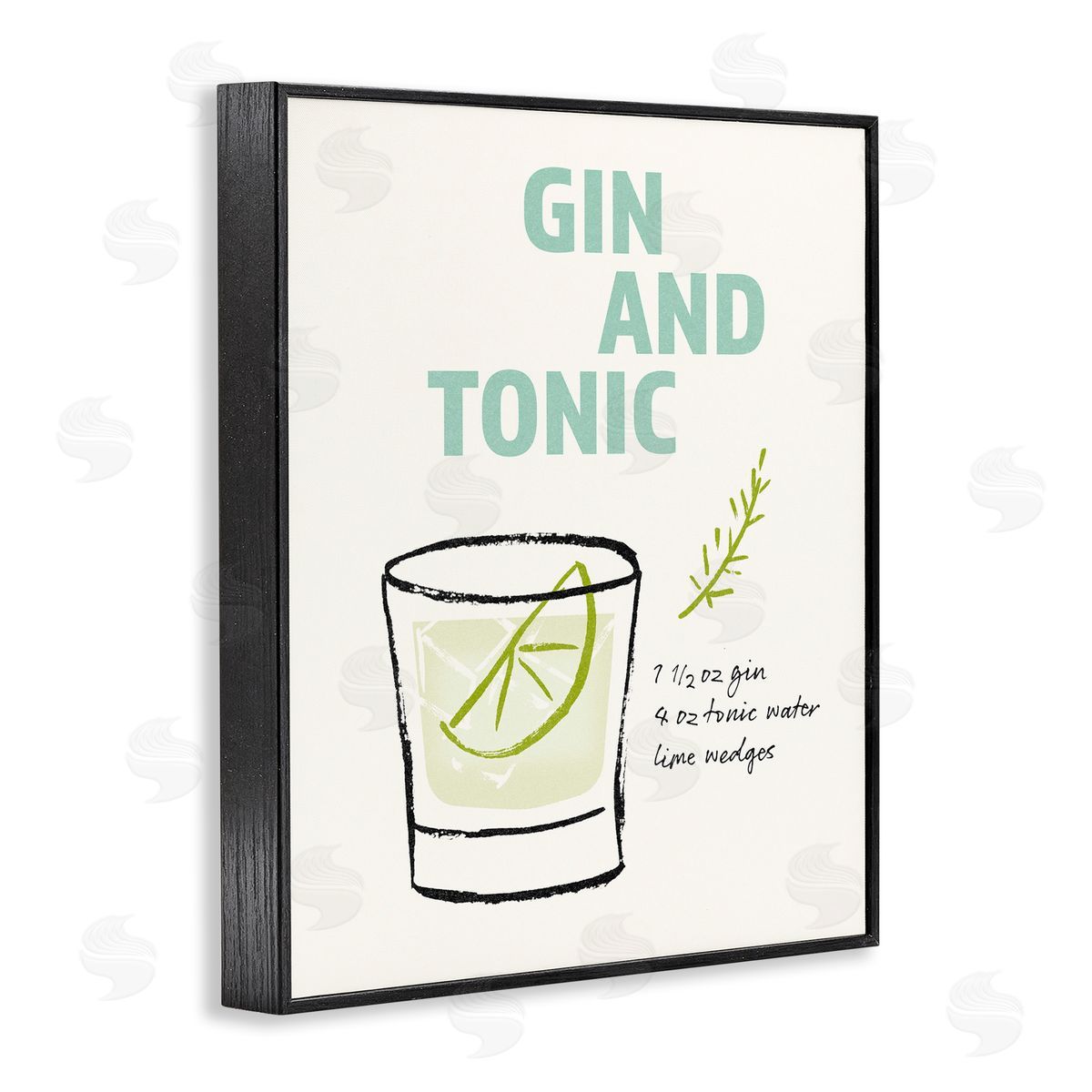 Gin and Tonic Recipe Black Frame Print Wall Art, Home Decor by Victoria Barnes
