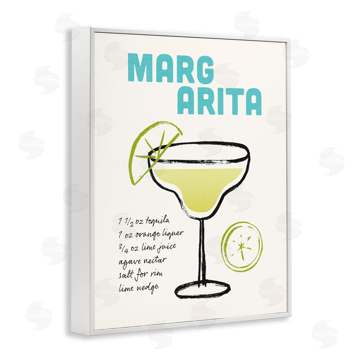 Margarita Drink Recipe White Frame Print Wall Art, Home Decor by Victoria Barnes