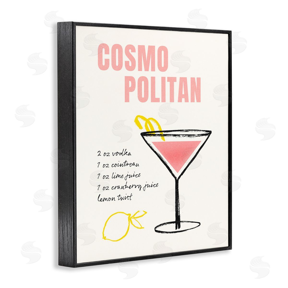 Cosmopolitan Drink Recipe Black Frame Print Wall Art, Home Decor by Victoria Barnes