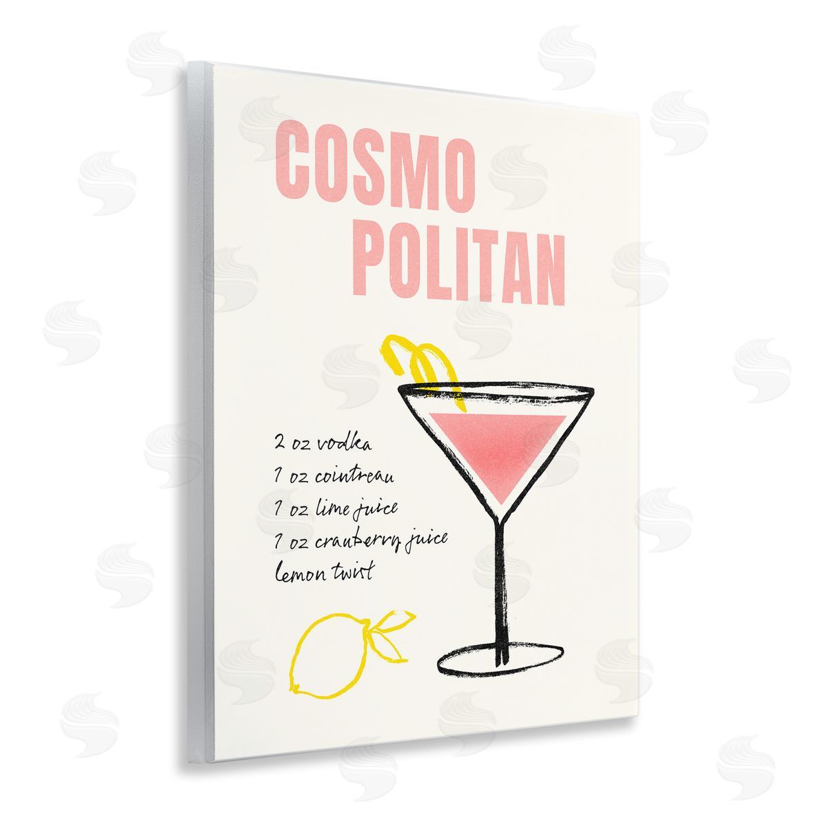 Cosmopolitan Drink Recipe Wood Plaque Wall Art, Home Decor by Victoria Barnes