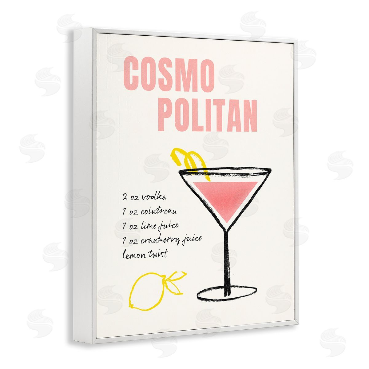Cosmopolitan Drink Recipe White Frame Print Wall Art, Home Decor by Victoria Barnes